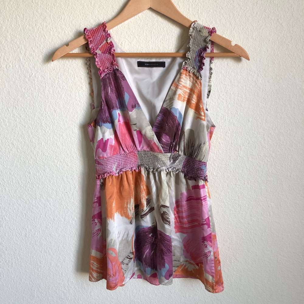 BCBGMaxazria 100% Silk colorful tank top